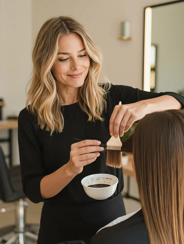 Inès, coloriste, en plein balayage